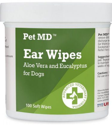 Pet MD-Dog Ear Cleaner Wipes-알로에와 유칼립투스 가려움증 효모 및 진드기를 막기위한 개용 세제-100 개