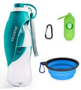 Yicostar Dog Water Bottle for Dogs 20 Oz Pet Water Bottle with Collapsible Dog Bowl and Dog Waste B
