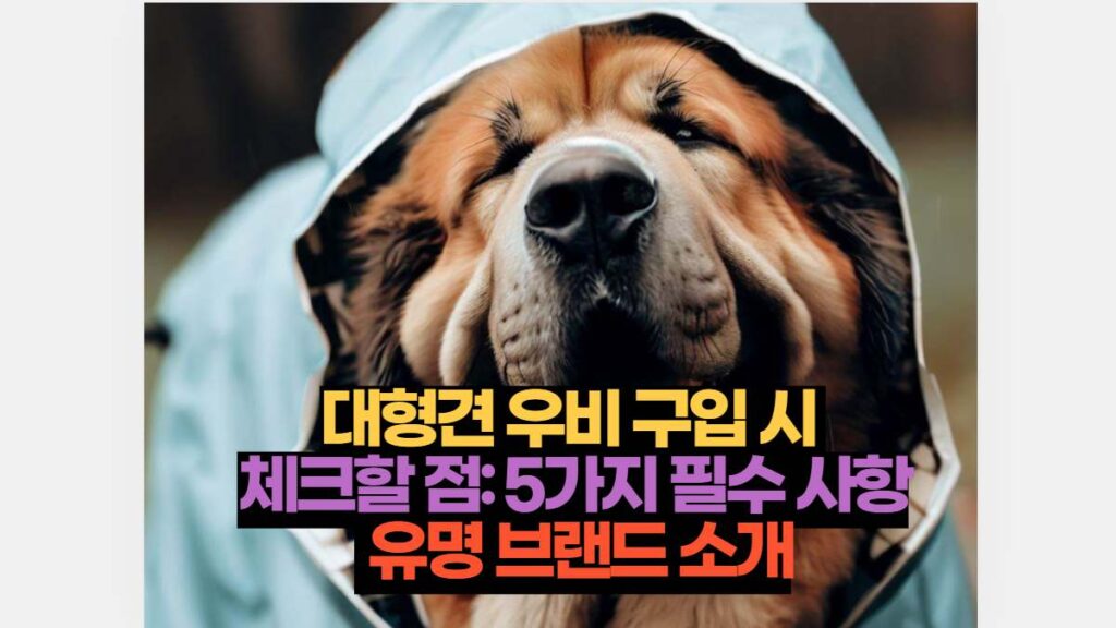 대형견 우비 구입 시  체크할 점: 5가지 필수 사항  유명 브랜드 소개